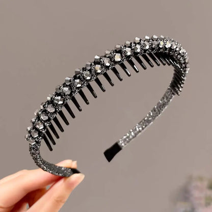 AWAYTR Women Pearl Rhinestones Antislip Hairband For With Teeth Hair Band Headband Hair Hoop Bezel Fashion Hair Accessories by All Mart Bristol Ltd