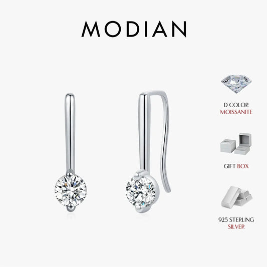 MODIAN Sparkling D Color Moissanite Drop Earrings 925 Sterling Silver Classic Geometric Dangle Earrings For Women Fine Jewelry by All Mart Bristol Ltd