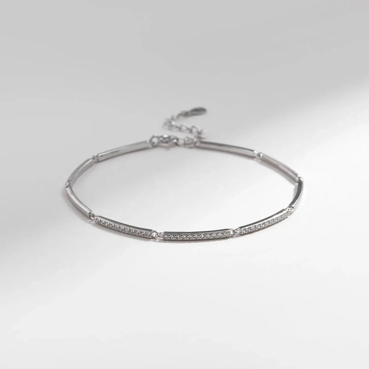 MODIAN White Gold Plated Bracelet For Women 925 Sterling Silver Rectangle Pave Setting Bracelet Dainty Fashion Basic Jewelry by All Mart Bristol Ltd