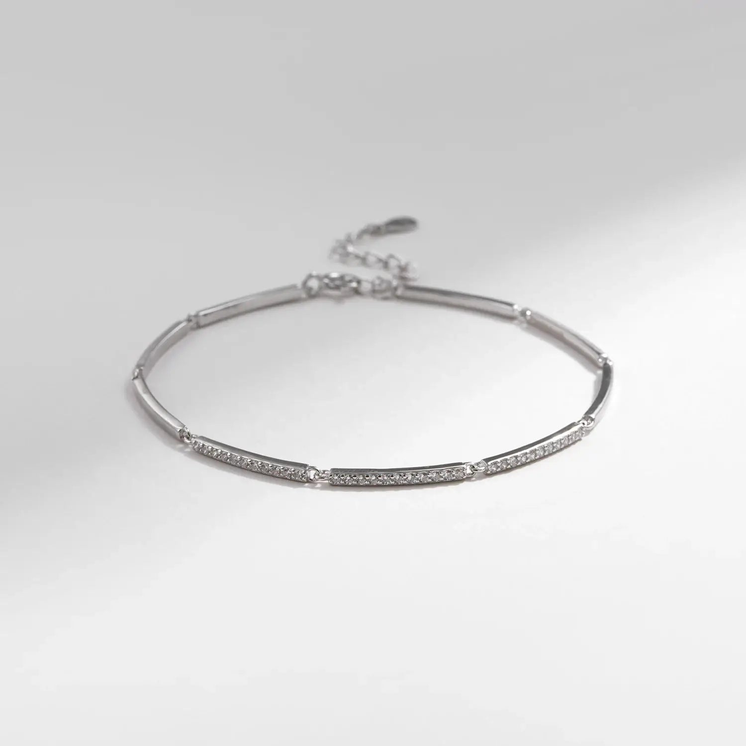 MODIAN White Gold Plated Bracelet For Women 925 Sterling Silver Rectangle Pave Setting Bracelet Dainty Fashion Basic Jewelry by All Mart Bristol Ltd