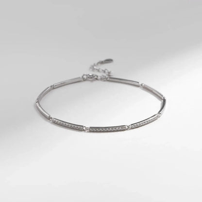 MODIAN White Gold Plated Bracelet For Women 925 Sterling Silver Rectangle Pave Setting Bracelet Dainty Fashion Basic Jewelry by All Mart Bristol Ltd