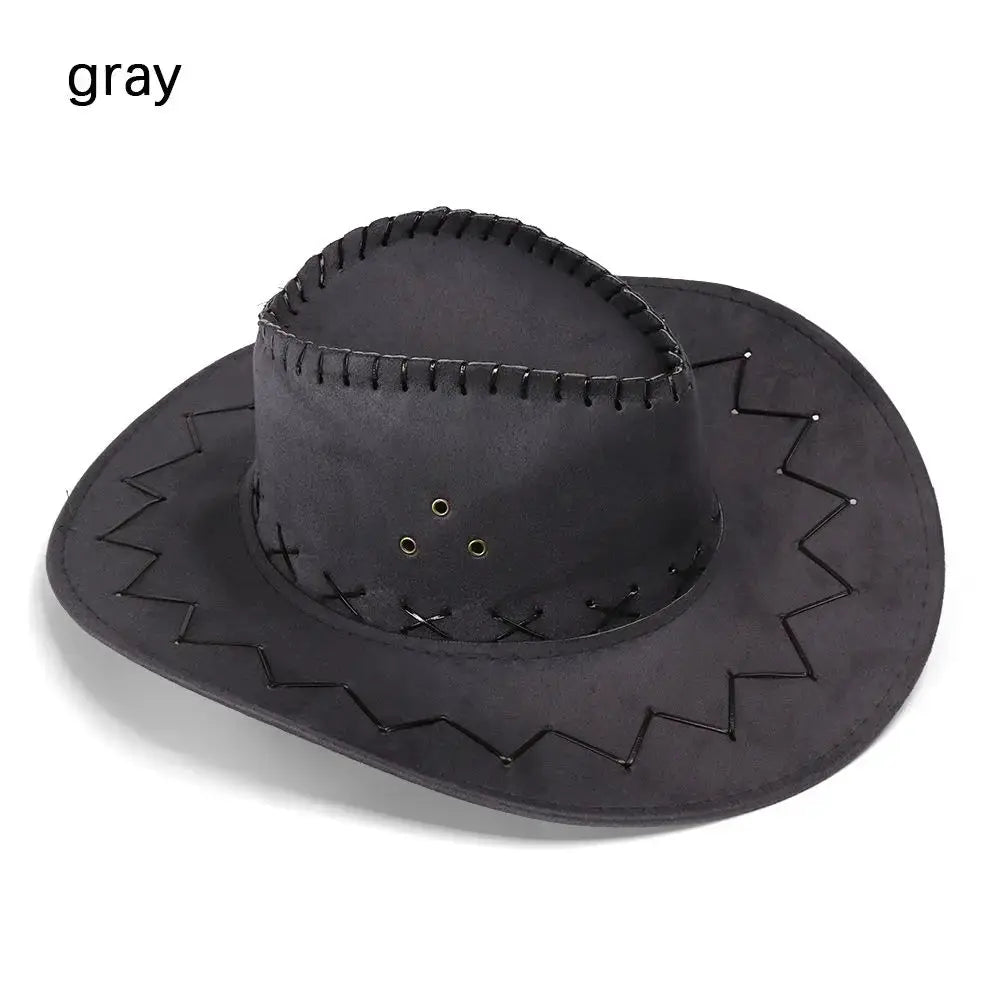 Women Men Cowboy Hat Western Suede Cowgirl Hats Fashion West Fancy Dress Party Headwear Unisex Cap by All Mart Bristol Ltd