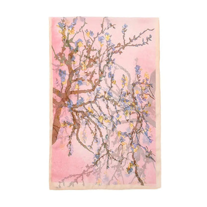 Plum Blossom Pattern Simulation Silk Scarf Women's Chiffon Scarf Long Gauze Scarf Sunscreen Shoulder Bag Headscarf by All Mart Bristol Ltd