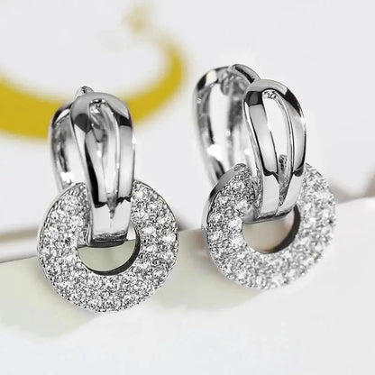 Huitan Trendy Women's Dangle Earrings New Silver Color/Gold Color Cubic Zirconia Earrings Temperament Ear Accessories Jewelry by All Mart Bristol Ltd