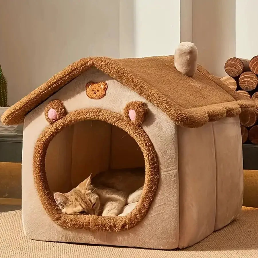 Folding Houses Removable Washable Cat House Puppy Cave Sofa Four Seasons General Can Pet Supplies for Small Medium Pet by All Mart Bristol Ltd