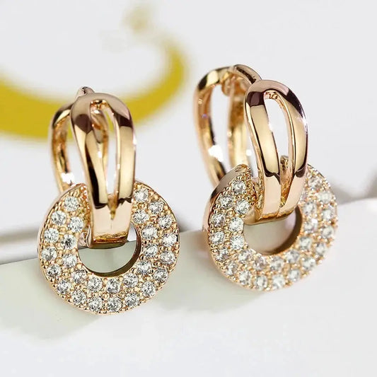 Huitan Trendy Women's Dangle Earrings New Silver Color/Gold Color Cubic Zirconia Earrings Temperament Ear Accessories Jewelry by All Mart Bristol Ltd