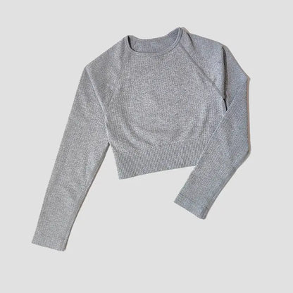Yoga Sports Crop Top Long Sleeve Gym Women's Seamless T-shirt Fitness Woman Sport T-shirt Workout Tops For Women's Sportswear by All Mart Bristol Ltd