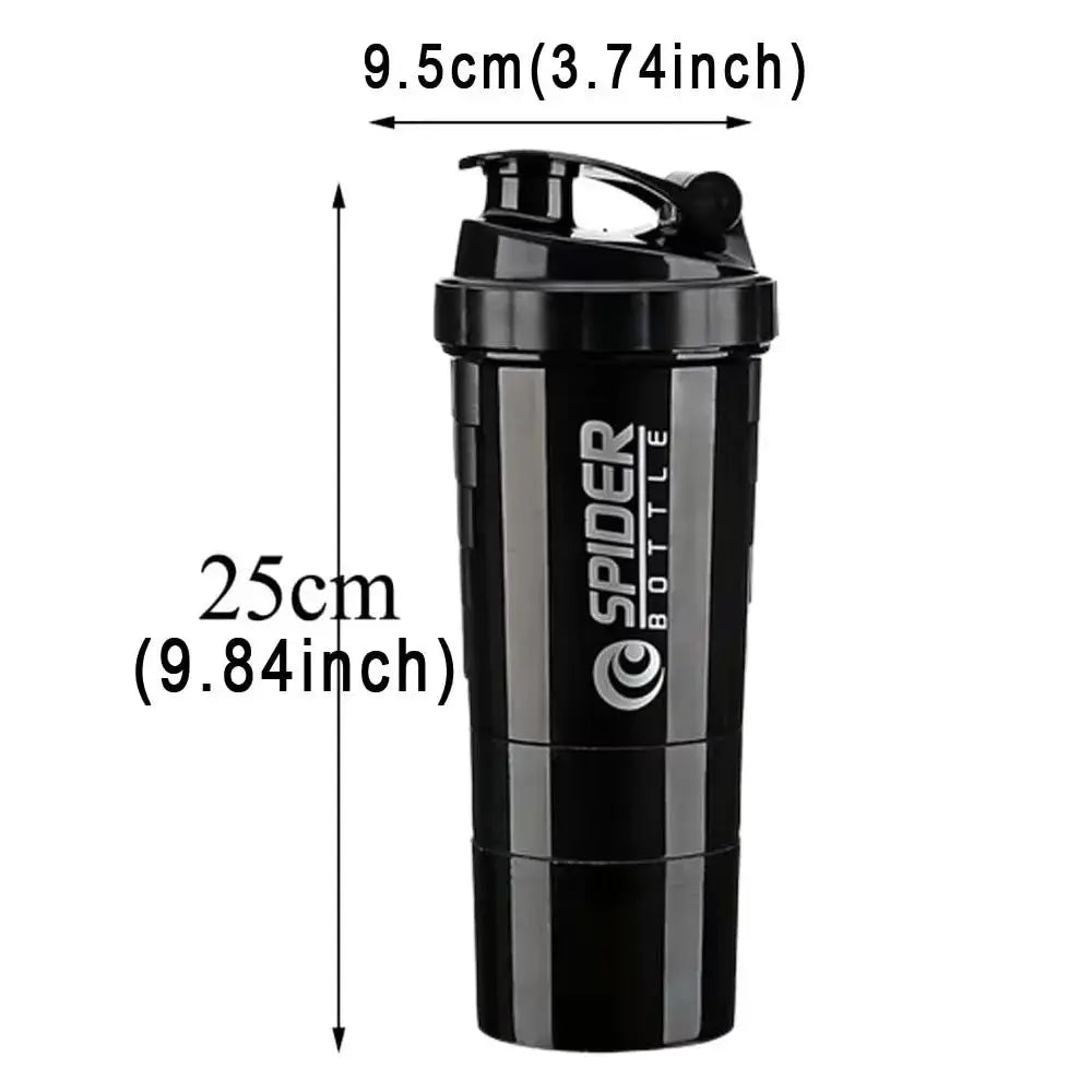 3 Layers Shaker Protein Bottle Powder Shake Cup Water Bottle Plastic Mixing Cup Body Building Exercise Bottle by All Mart Bristol Ltd