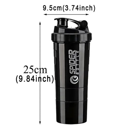 3 Layers Shaker Protein Bottle Powder Shake Cup Water Bottle Plastic Mixing Cup Body Building Exercise Bottle by All Mart Bristol Ltd