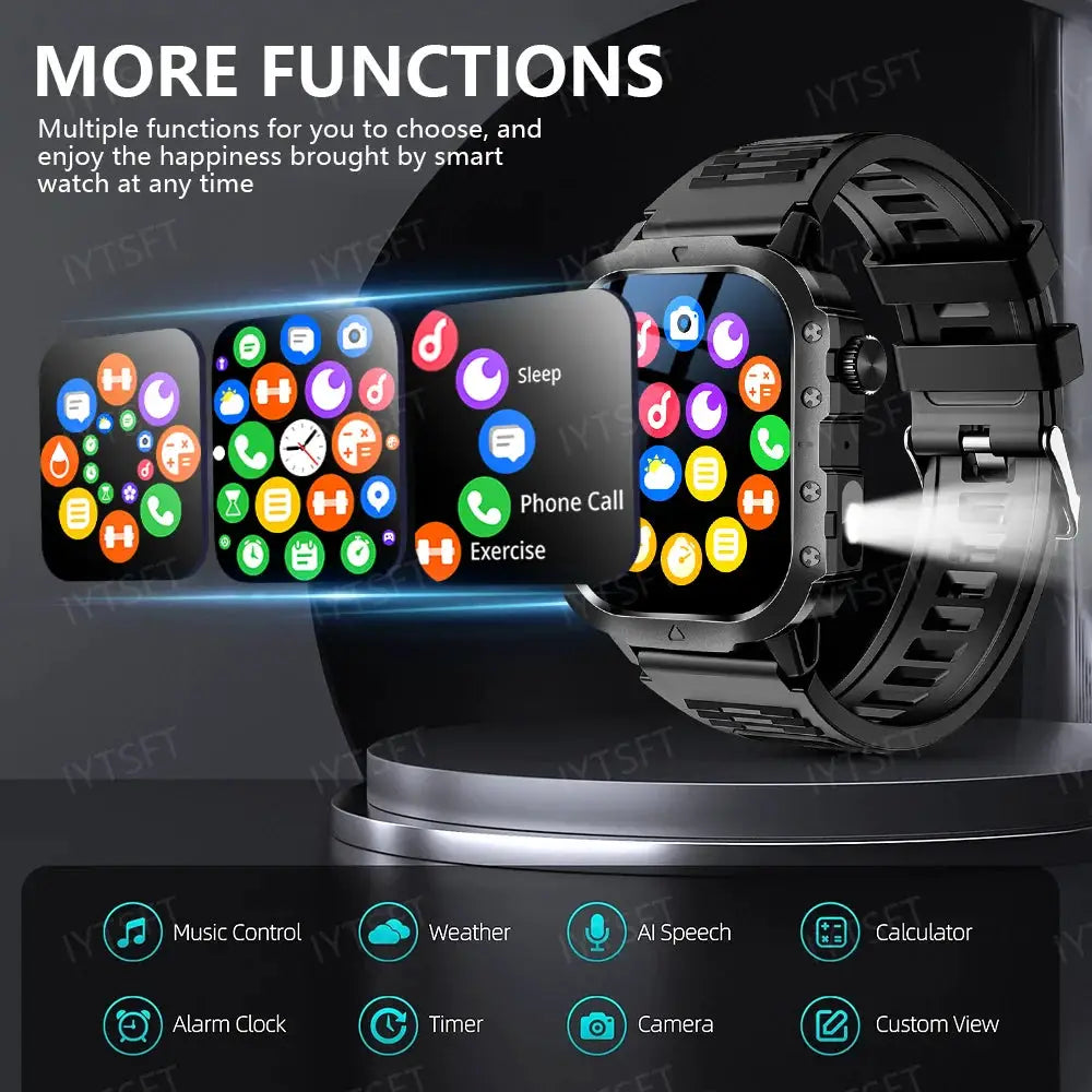 LAXASFIT 2025 New Military Smart Watch Men Outdoor Sports Fitness Tracker Health Monitoring 2.01Inch Bluetooth Calls Smartwatch by All Mart Bristol Ltd