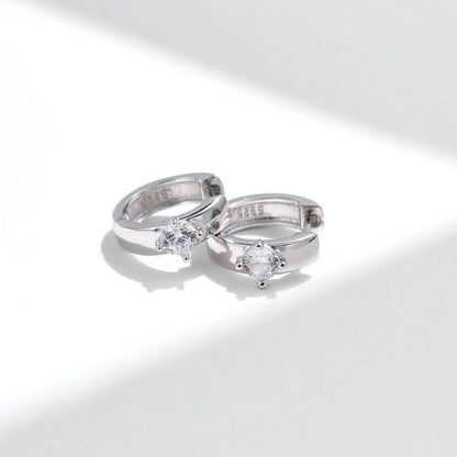 MODIAN Round Moissanite Ear Buckles Lab Diamond 925 Sterling Silver Engagement & Wedding Hoop Earrings for Women Jewelry Gifts by All Mart Bristol Ltd