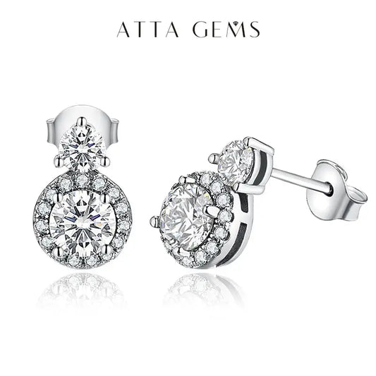 ATTAGEMS New VVS1 D Color Round Cut Earrings for Women Test Passed Moissanite Diamond 925 Sterling Silver Earrings Fine Jewelry by All Mart Bristol Ltd