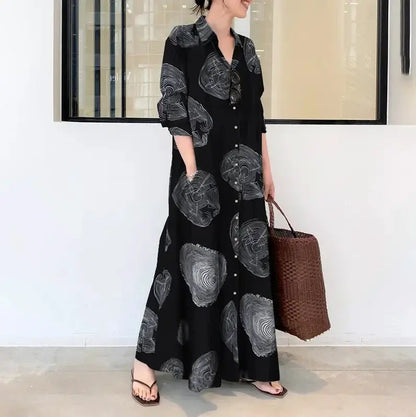 Fashion Cotton Linen Women Dress Maxi Ethnic Style Streetwear Elegant Vestidos Casual Vintage Loose Long Dresses Woman Clothes by All Mart Bristol Ltd