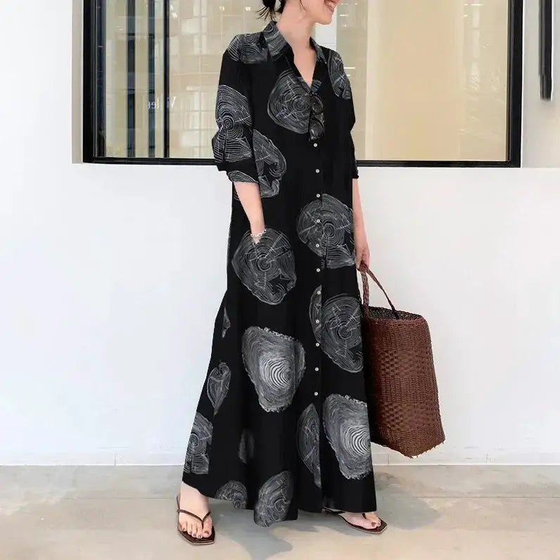 Fashion Cotton Linen Women Dress Maxi Ethnic Style Streetwear Elegant Vestidos Casual Vintage Loose Long Dresses Woman Clothes by All Mart Bristol Ltd