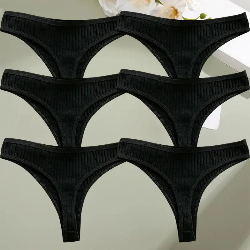 6PCS/Set Cotton Panties G-String Women Panties Sexy Underwear Female Lingerie Thong Briefs for Woman Solid Color Intimate Pantys by All Mart Bristol Ltd