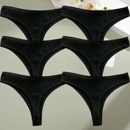 6PCS/Set Cotton Panties G-String Women Panties Sexy Underwear Female Lingerie Thong Briefs for Woman Solid Color Intimate Pantys by All Mart Bristol Ltd