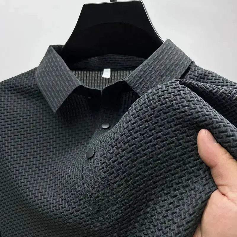 Brand Clothes Summer New Men's Short Sleeve T-shirt Ice Silk Cool and Breathable POLO Shirt Business Casual Sweat-absorbing Top by All Mart Bristol Ltd