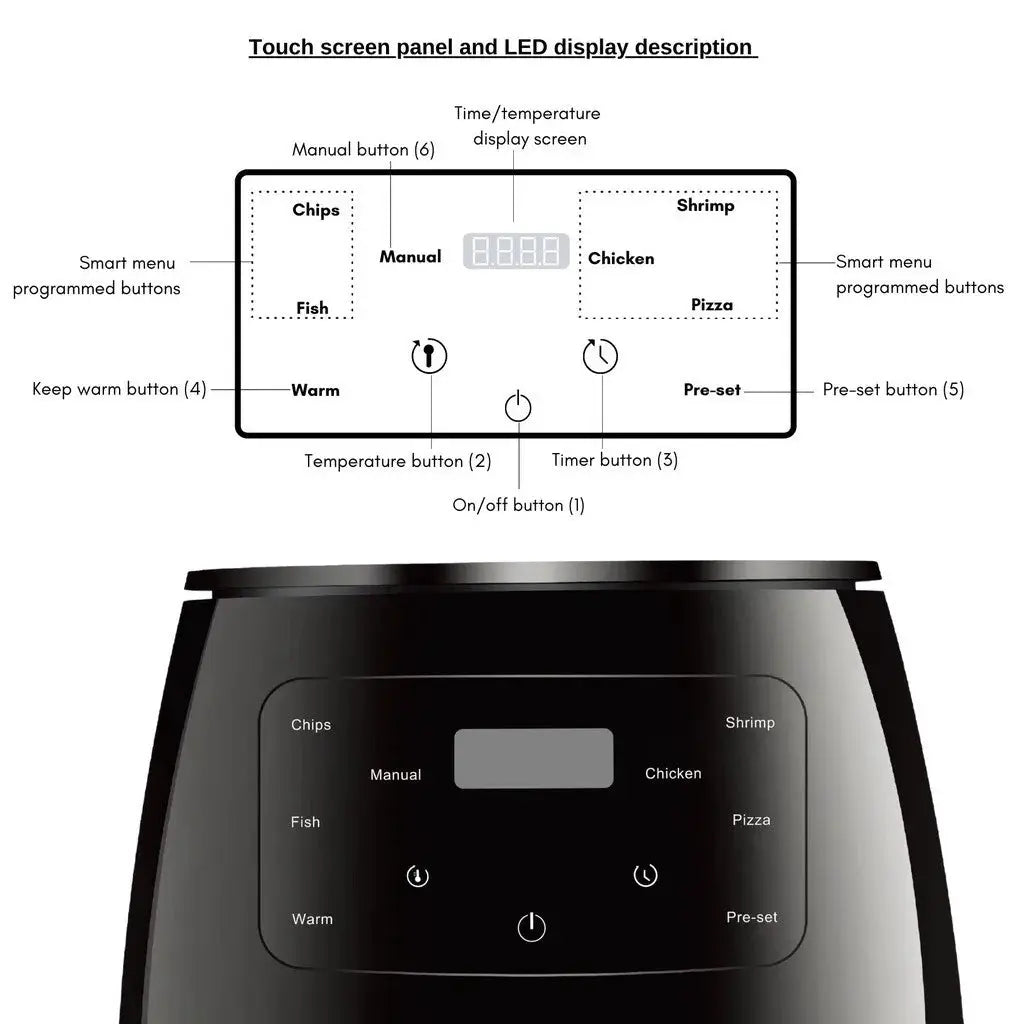 6L Digital Air Fryer with Intelligent Touch Screen by All Mart Bristol Ltd