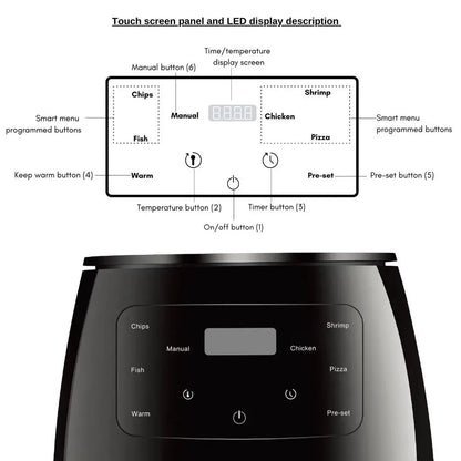 6L Digital Air Fryer with Intelligent Touch Screen by All Mart Bristol Ltd