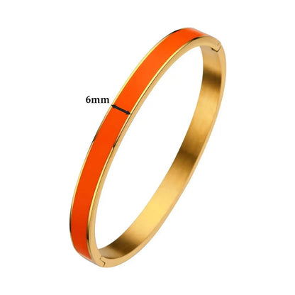 CARLIDANA Luxury Colorful Orange Enamel Bangles Bracelets for Women Party Gift Fashion Bangles Original Stainless Steel Jewelry by All Mart Bristol Ltd