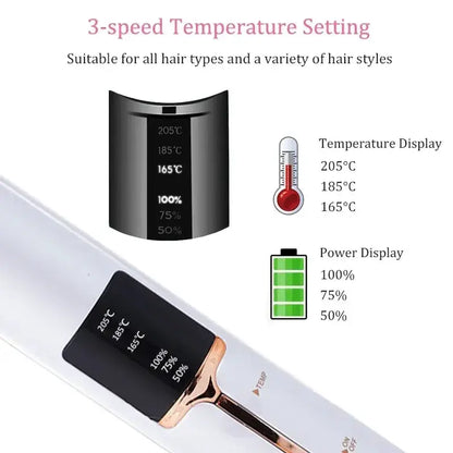 Portable Wireless Hair Straightener With Power Bank Function Rechargeable Hair Straightening Curling Flat Iron For Home Travel by All Mart Bristol Ltd