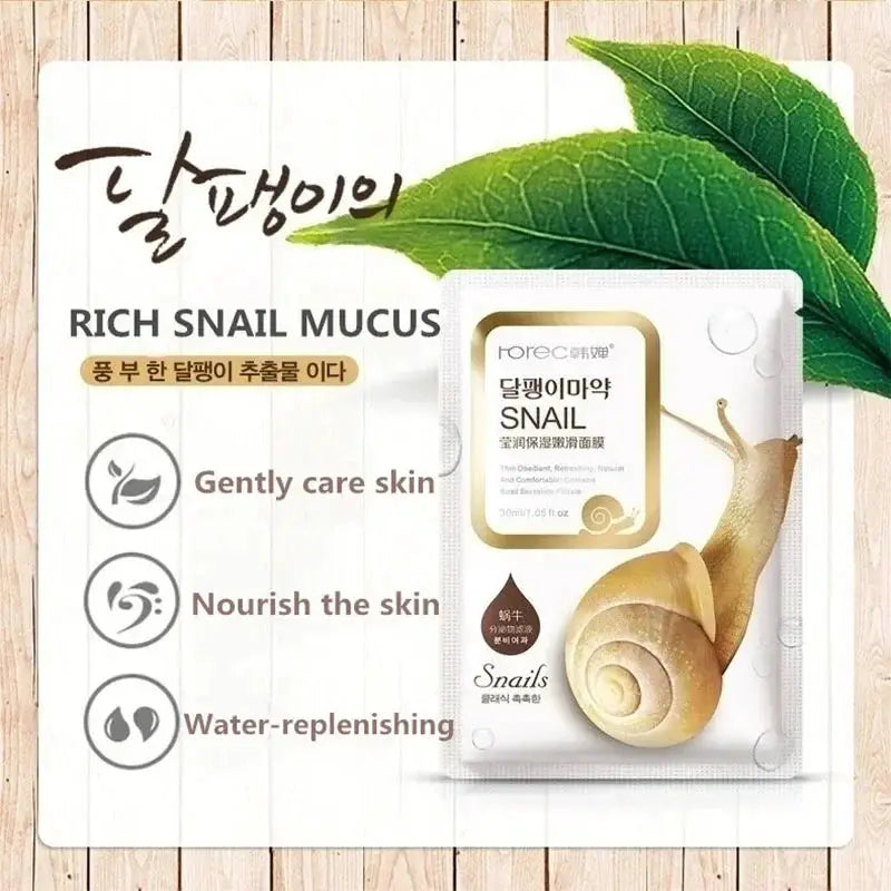 10pcs Snail Moisturizing Face Mask Replenishment Oil Control Tender Face Sheet Masks Facial Mask Skin Care Korean Cosmetics by All Mart Bristol Ltd