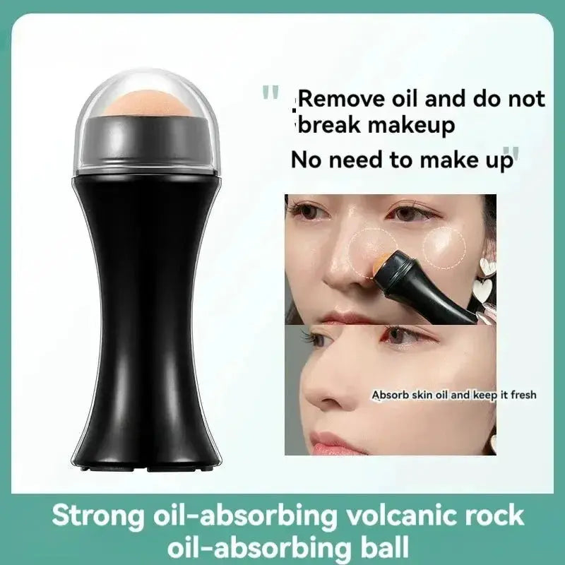 Volcanic Oil-Absorbing Face Roller - Portable Reusable Oil Blotting Tool, Natural Lava Stone for Shine Control & Matte Skin, Mak by All Mart Bristol Ltd