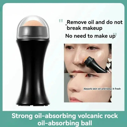Volcanic Oil-Absorbing Face Roller - Portable Reusable Oil Blotting Tool, Natural Lava Stone for Shine Control & Matte Skin, Mak by All Mart Bristol Ltd