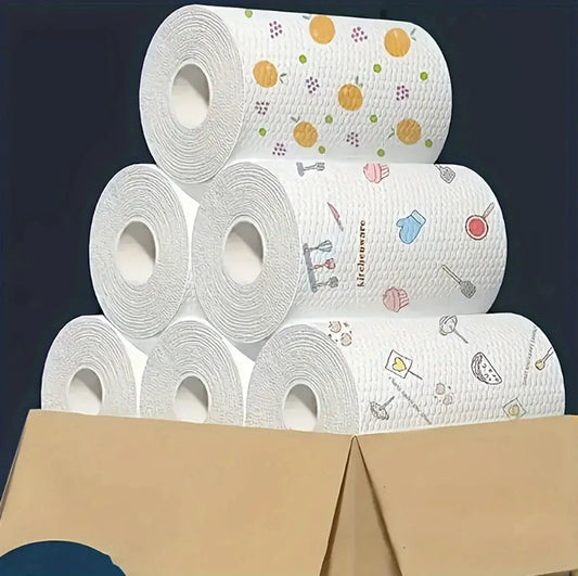 One roll Lazy rag wholesale absorbent thickening kitchen paper dry and wet dual-use oil-free disposable lazy rag by All Mart Bristol Ltd
