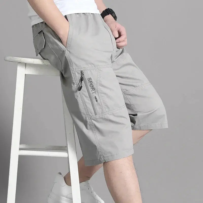 Mens Cargo Shorts Knee Pants Zipper Pocket Summer Cotton Shorts Climbing Jogger Elastic Waist Sports Wear Casual Short Pants by All Mart Bristol Ltd