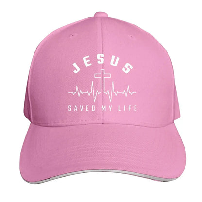 Jesus Saved My Life Hat Christian Baseball Cap Washed Cotton Denim Dad Hat for Men Women by All Mart Bristol Ltd