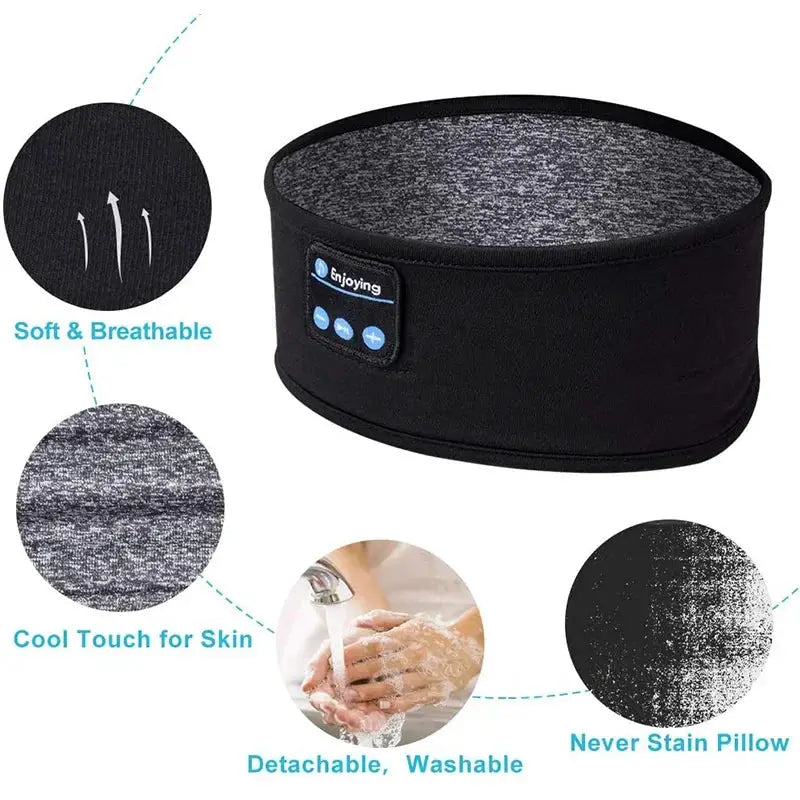 Fone Bluetooth Earphones Sports Sleeping Headband Elastic Wireless Headphones Music Eye Mask Wireless Bluetooth Headset Headband by All Mart Bristol Ltd