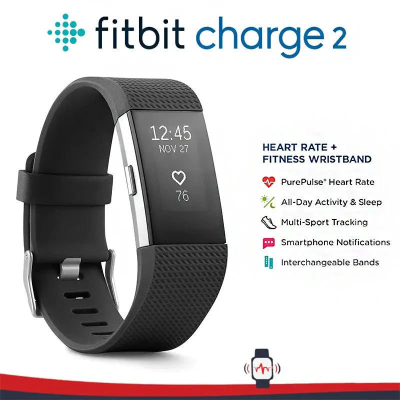 Fitbit Charge 2 smart wristband heart rate monitoring exercise pedometer fitness sleep call notification GPS IOS Android by All Mart Bristol Ltd