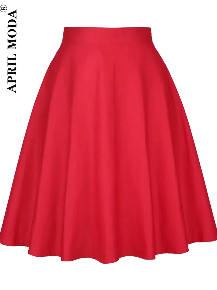 Women's Runway Cotton Retro Vintage Skirt Black Faldas High Waist A Line Rockabilly Jupe 50s Swing Umbrella Skirts Pin Up Skater by All Mart Bristol Ltd