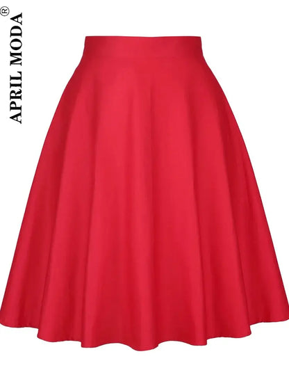 Women's Runway Cotton Retro Vintage Skirt Black Faldas High Waist A Line Rockabilly Jupe 50s Swing Umbrella Skirts Pin Up Skater by All Mart Bristol Ltd