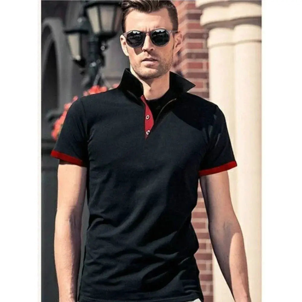 Men Polo Men Shirt Short Sleeve Polo Shirt Contrast Color Polo New Clothing Summer Streetwear Casual Fashion Men tops by All Mart Bristol Ltd