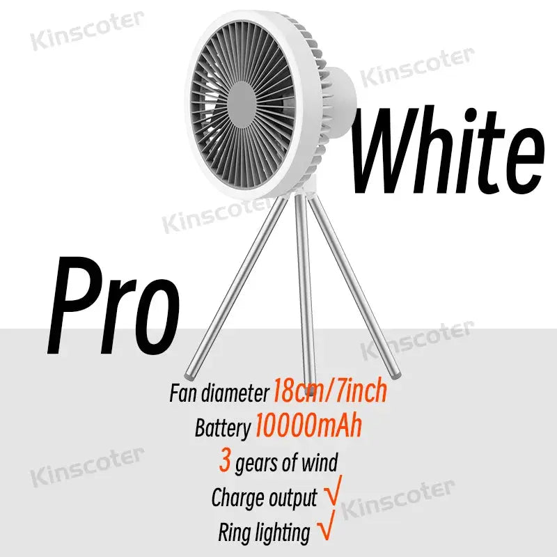10000mAh 4000mAh Camping Fan Rechargeable Desktop Portable Circulator Wireless Ceiling Electric Fan with Power Bank LED Lighting by All Mart Bristol Ltd
