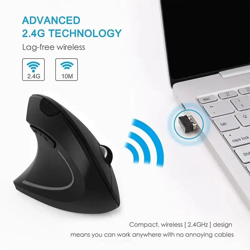 3 Levels DPI for Laptop, PC, Computer, Desktop, Notebook, Specially for Right-handers Wireless Vertical Mouse by All Mart Bristol Ltd