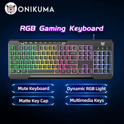 ONIKUMA Professional Gaming Headset Gaming Set RGB Lighting Mouse or Keyboard or Headset Stand or Wired Headset by All Mart Bristol Ltd