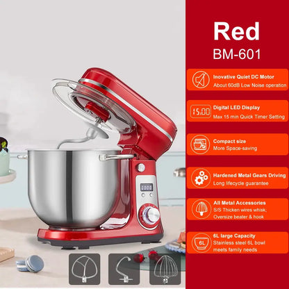 BioloMix Kitchen Food Stand Mixer, Blender, Quiet Motor, Cream Egg Whisk, Whip Dough Kneader, 6-Speed, 1200 W, 6 L, DC by All Mart Bristol Ltd