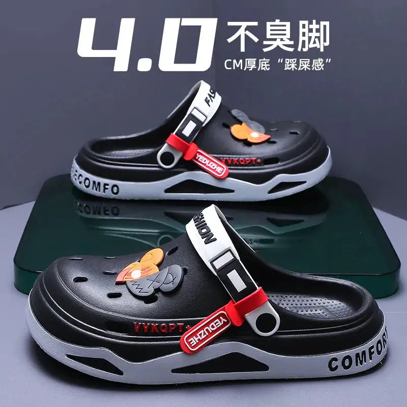 Mens Trendy Cave Shoes Summer Outer Wear Cartoon Fashion Home Home Couple Non-slip Cave Sandals Beach Baotou Slippers Mens by All Mart Bristol Ltd
