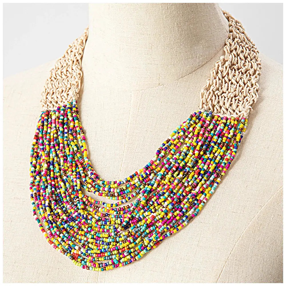 KAYMEN Fashion Handmade Small Beaded Strands Necklace Statement Bohemia Choker Necklace Multi Layers Jewelry Accessory Gifts by All Mart Bristol Ltd
