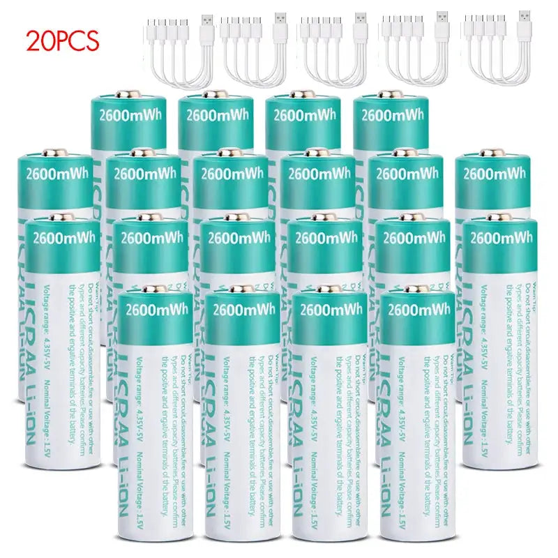 kuugro USB 1.5V 2600mWh AA Rechargeable Battery Type-C Rechargeable aa Lithium Battery for Remote Control Electric Toys Mouse by All Mart Bristol Ltd