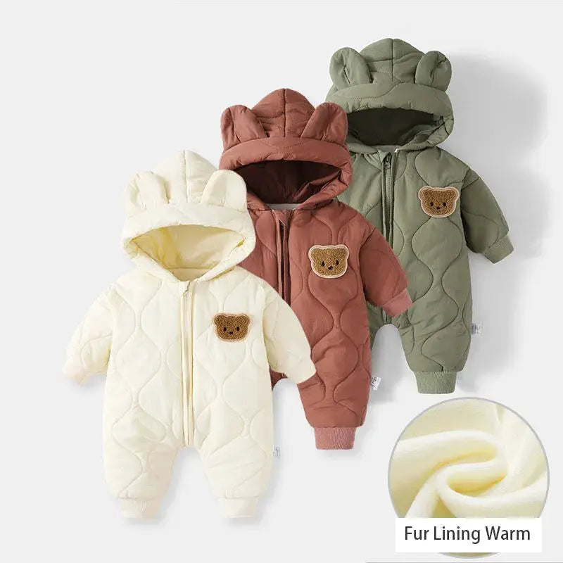 Winter Baby Outwear Clothing Fur Lining Warm Toddler Girl's Boy's Rompers Cartoon Bear Infant Jumpsuit by All Mart Bristol Ltd