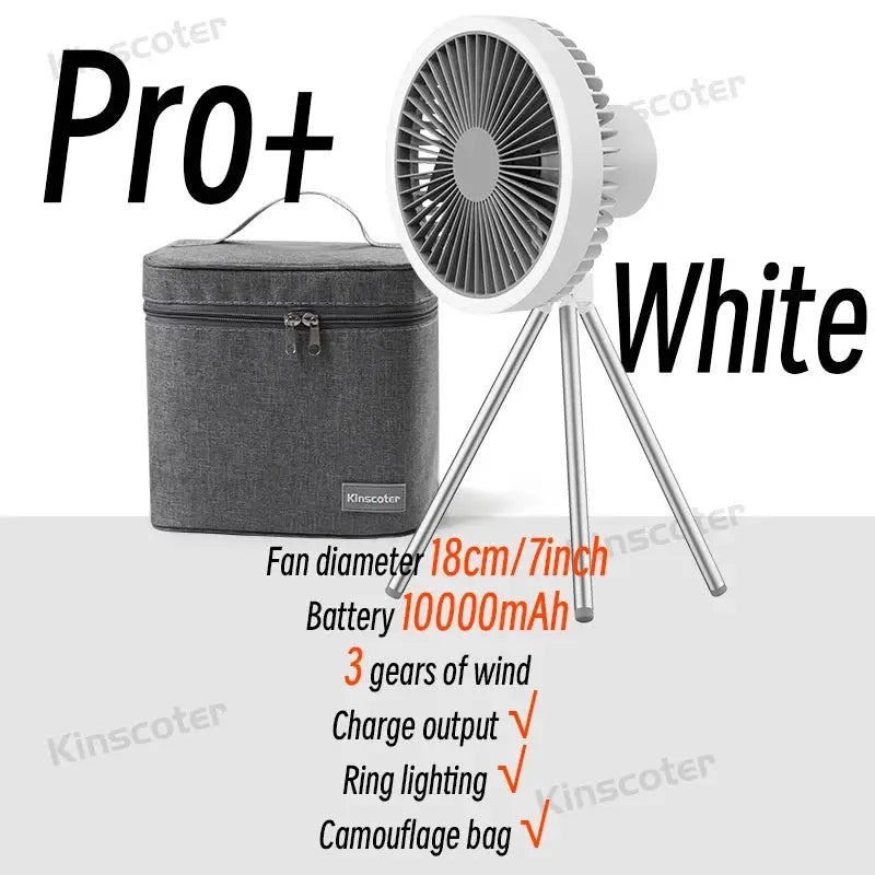 10000mAh 4000mAh Camping Fan Rechargeable Desktop Portable Circulator Wireless Ceiling Electric Fan with Power Bank LED Lighting by All Mart Bristol Ltd