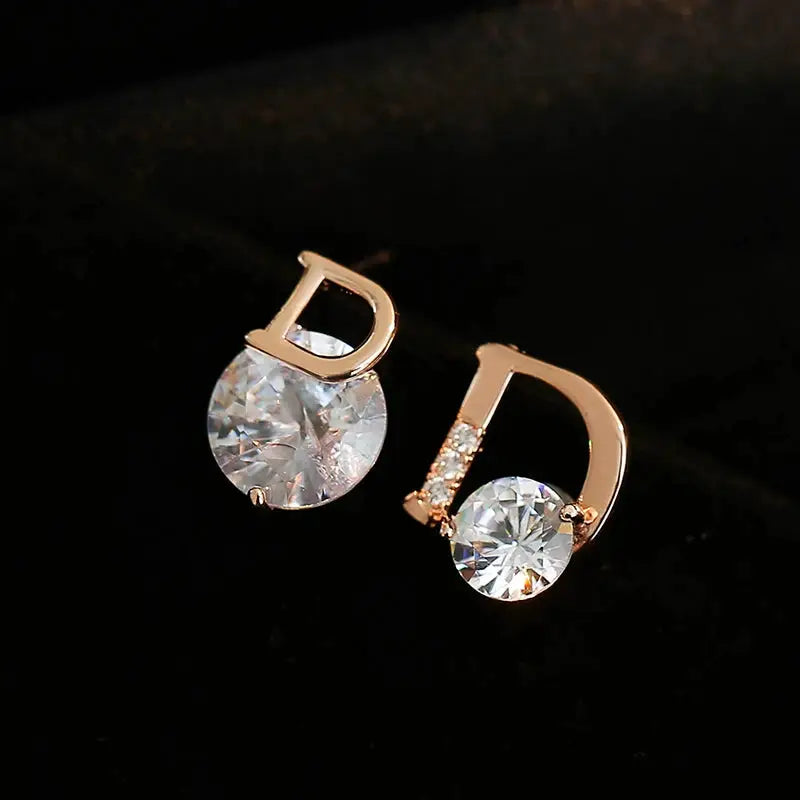 Korean Style Design sense Classic Asymmetric D Letter Gold Colour Earrings Women's Temperament Accessories Party Luxury Jewelry by All Mart Bristol Ltd