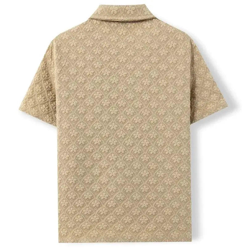 Jacquard Fabric Cuban Collar Short-sleeved Shirts【 Luxury Men's Wear 】 High-quality Business Casual Shirts for Men in Summer by All Mart Bristol Ltd