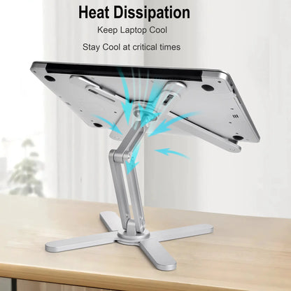 Foldable Laptop Stand 360°Rotation Notebook Table Adjustable Aluminum Alloy Holder Portable X Type Bracket for 10-17 inch Laptop by All Mart Bristol Ltd