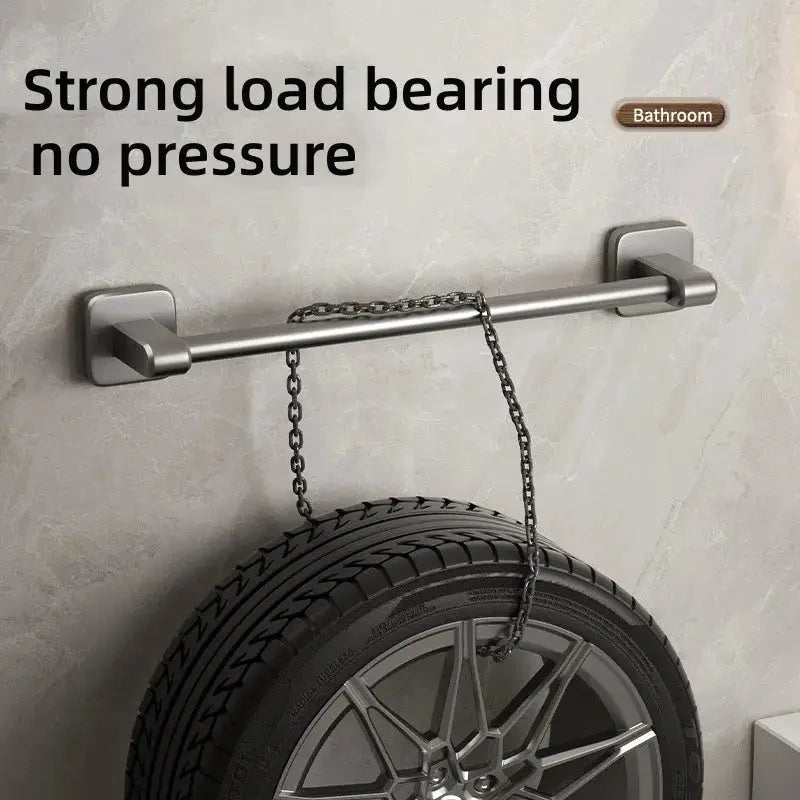Bathroom Towel Holder Without Drilling Bathroom Black Towel Rack Towel Bar Self-Adhesive Bathroom Towel Rack Towel Rail by All Mart Bristol Ltd