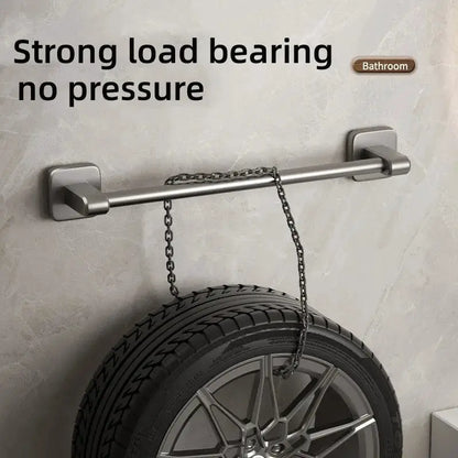 Bathroom Towel Holder Without Drilling Bathroom Black Towel Rack Towel Bar Self-Adhesive Bathroom Towel Rack Towel Rail by All Mart Bristol Ltd